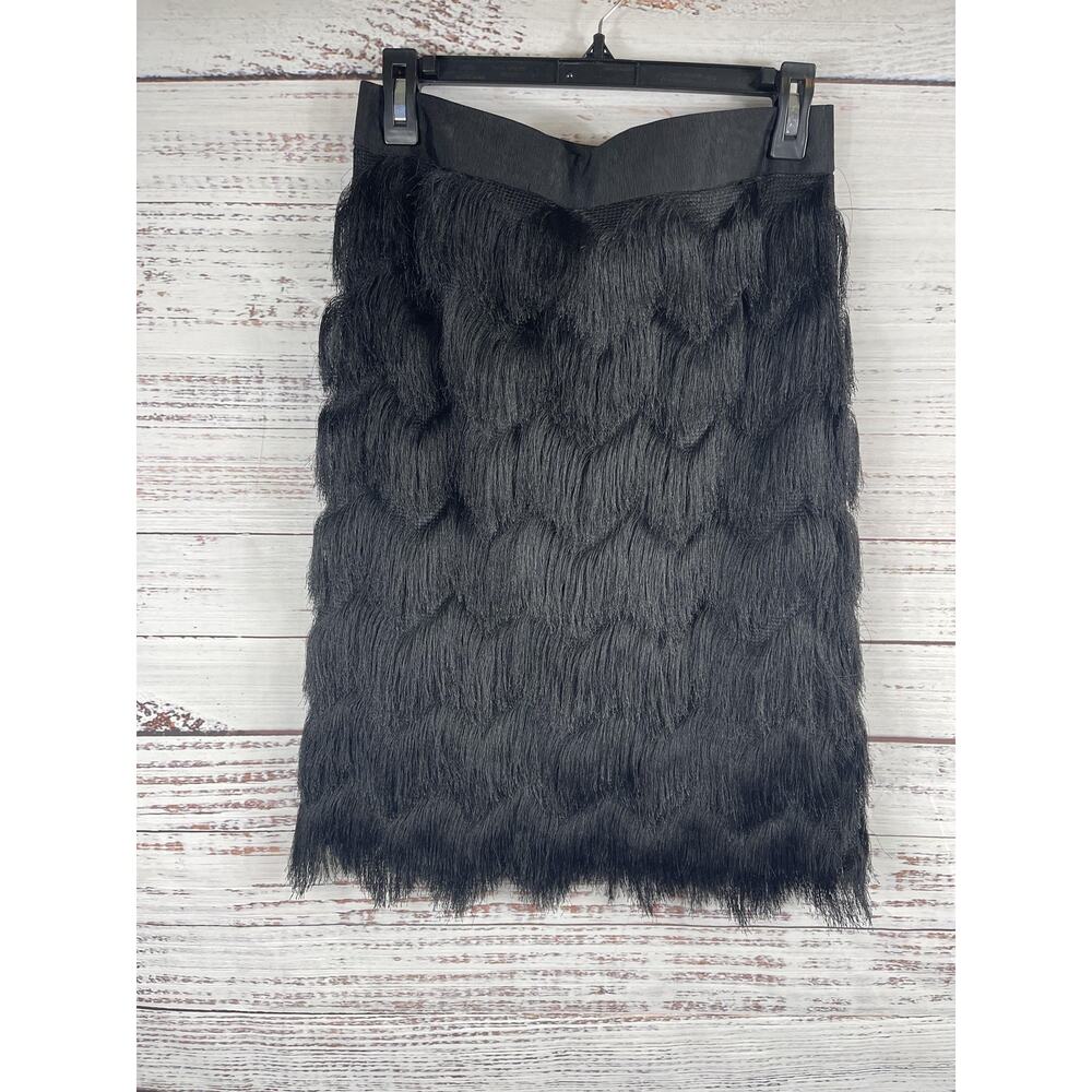 J McLaughlin Skirt Women's 6 Textured Fringe Pencil Midi Party Layered Unique - Picture 3 of 7